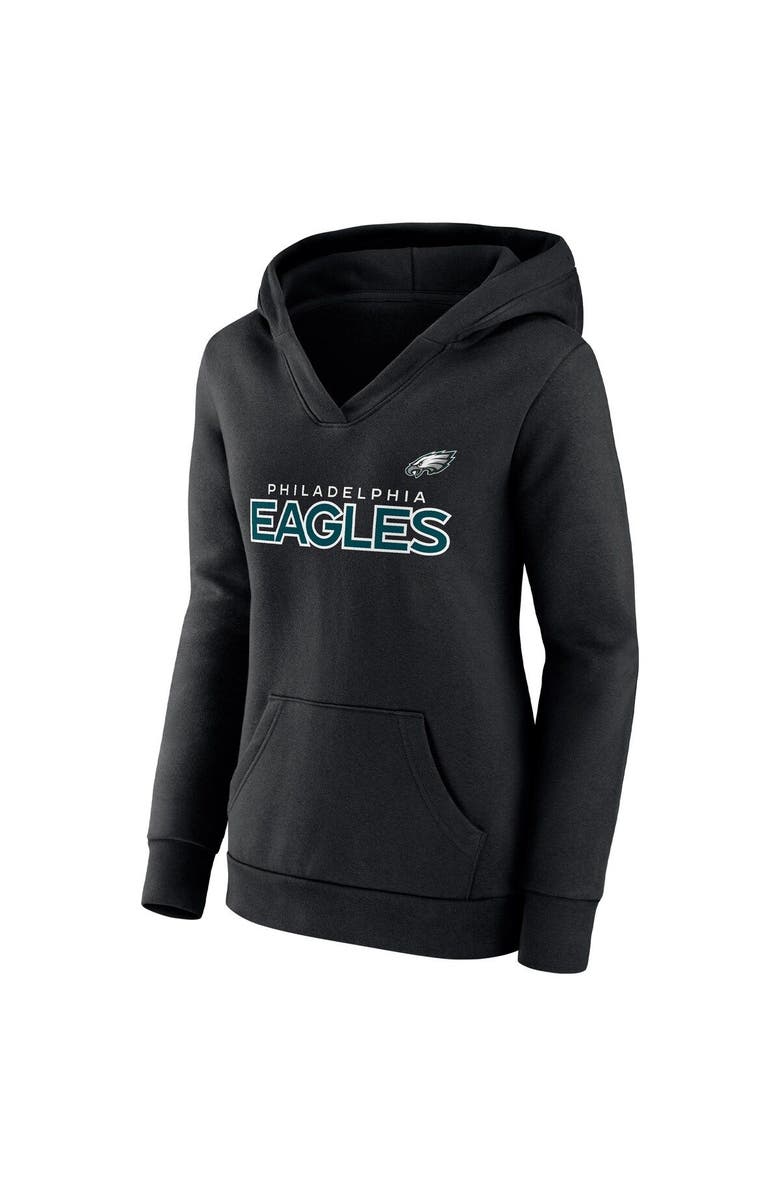 FANATICS Women's Fanatics Branded Black Philadelphia Eagles Iconic Cotton Fleece Checklist Pullover Hoodie, Alternate, color, 