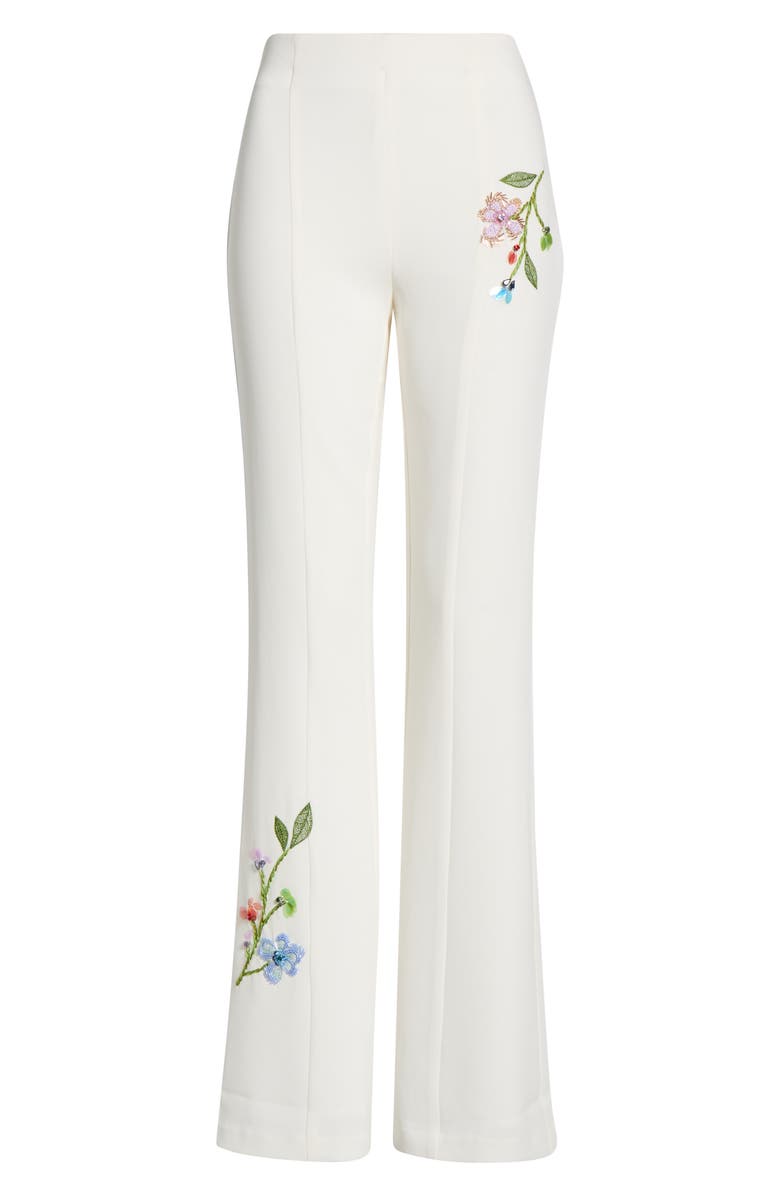 Cinq à Sept Kailyn Floral Embroidery Flare Pants, Main, color, Ivory/ Multi
