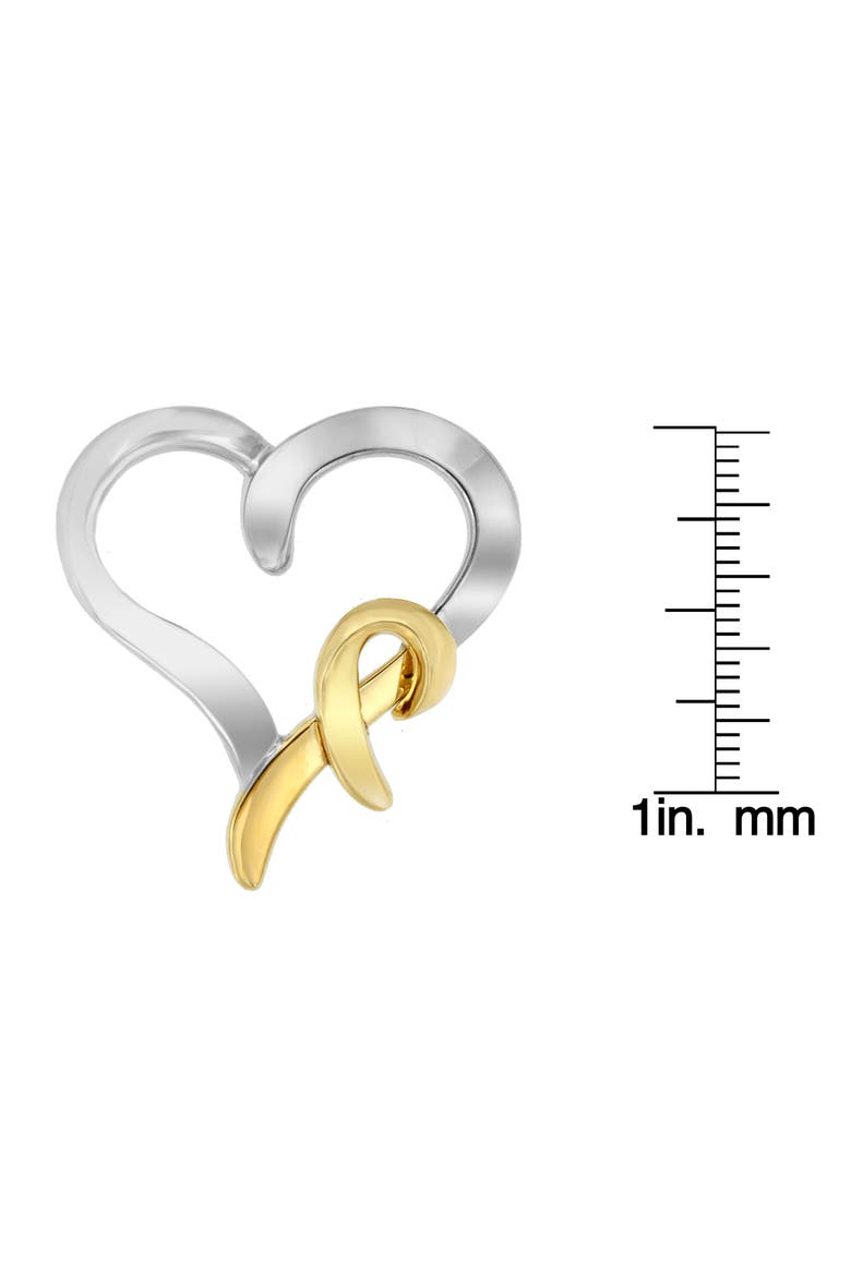 .925 Sterling Silver and 14K Yellow Gold Two-Tone Heart Shaped Pendant Necklace, Alternate, color, Yellow