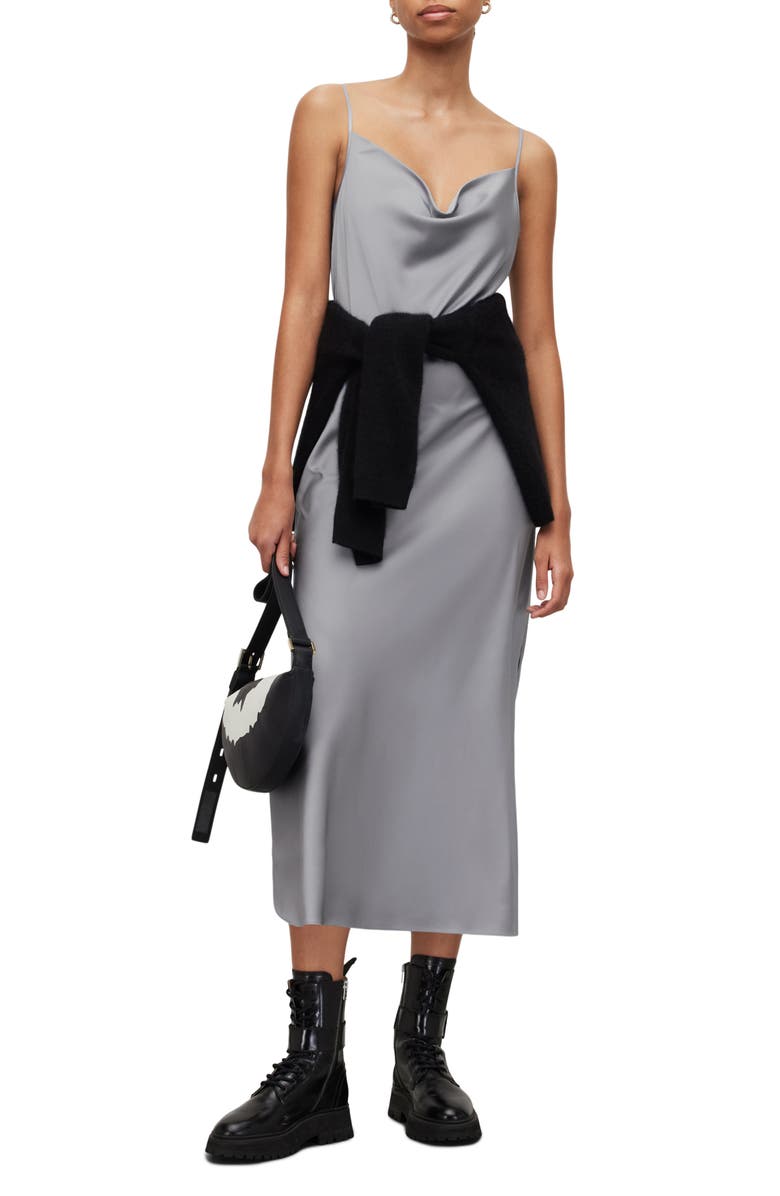 AllSaints Hadley Satin Slipdress, Alternate, color,