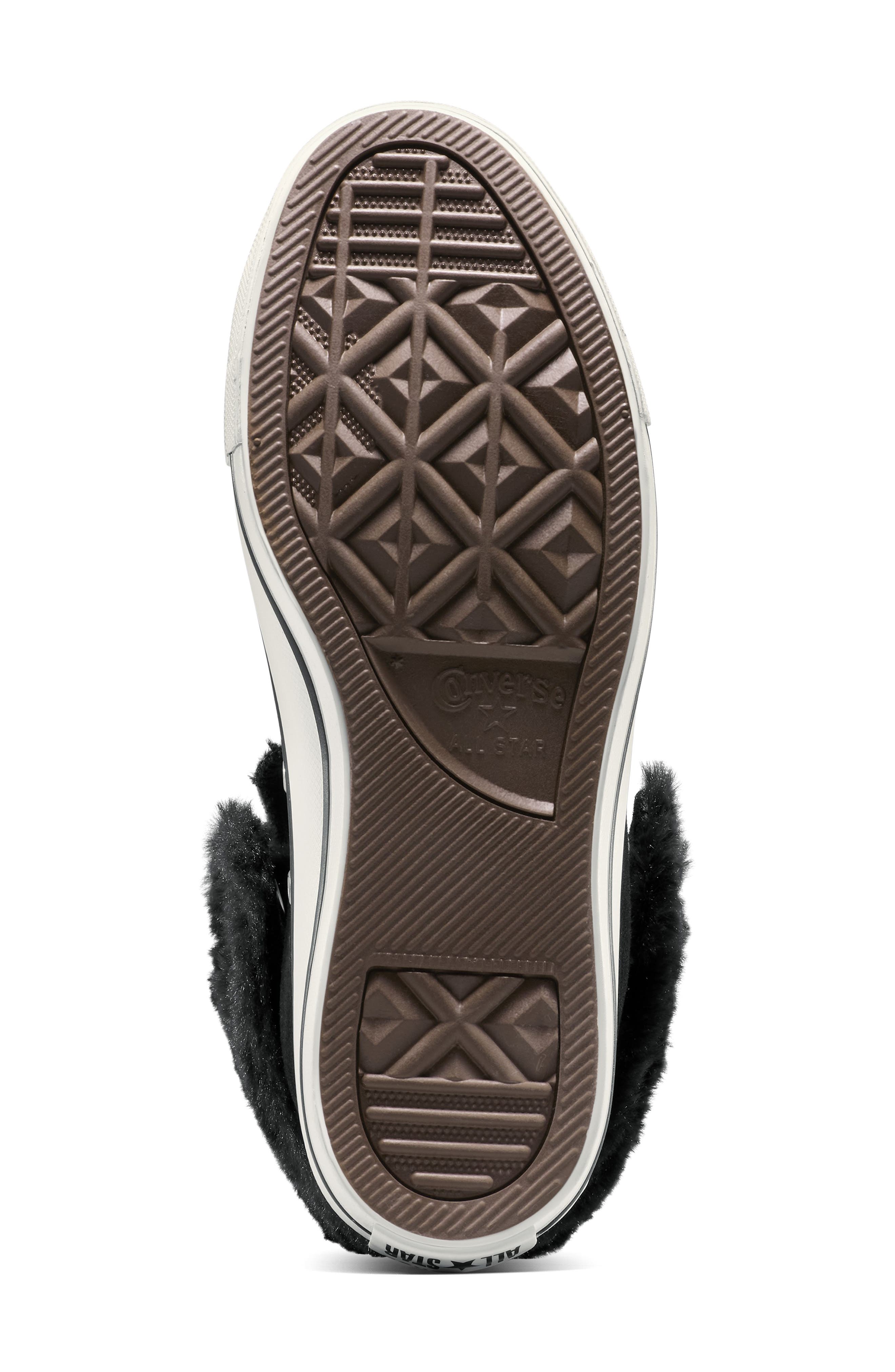 Converse Chuck Taylor All Star Faux Fur Foldover High Top Sneaker, Alternate, color, Black/ Black/ Egret