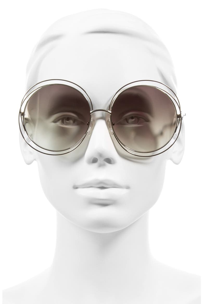 62mm Oversize Sunglasses, Alternate, color, GOLD/ TRANSPARENT GREEN