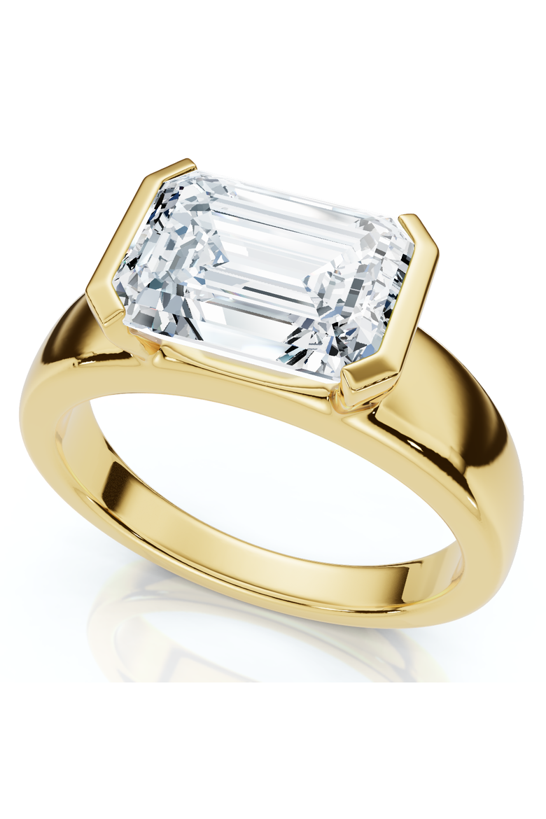 Certified 3Ct East West Emerald Diamond Engagement Ring 14k Gold or Pt Lab Grown, Main, color, 14k Yellow Gold