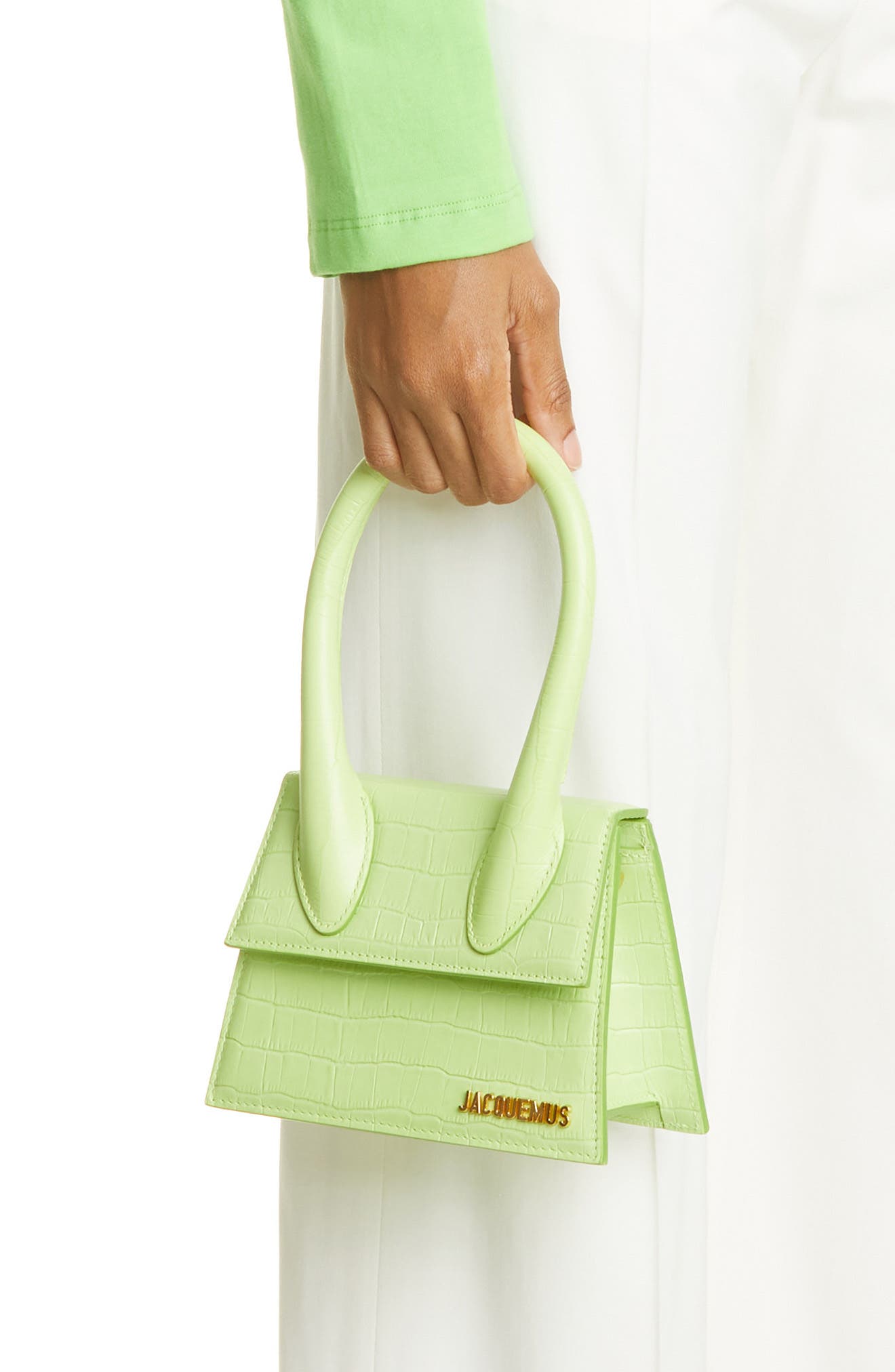 Le Chiquito Moyen Leather Top Handle Bag, Alternate, color, LIGHT GREEN