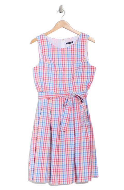 Gingham Sleeveless Cotton Fit & Flare Dress