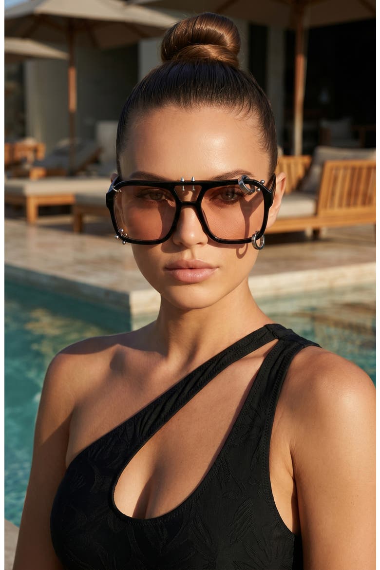Darcy 55mm Aviator Sunglasses, Alternate, color, BLACK/ ROSE
