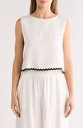 PATRIZIA LUCA Rickrack Trim Crop Tank