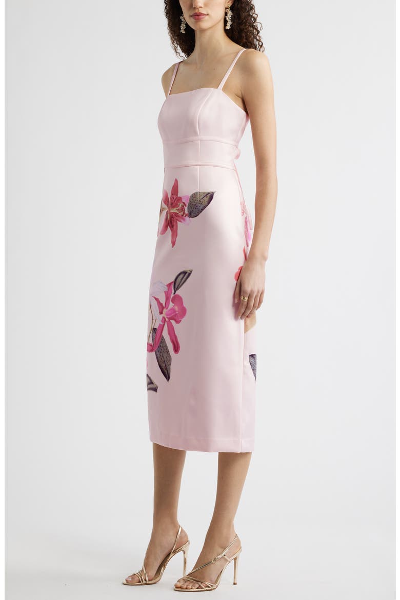 Square Neck Column Cocktail Dress, Alternate, color, PINK MARINA FLORAL