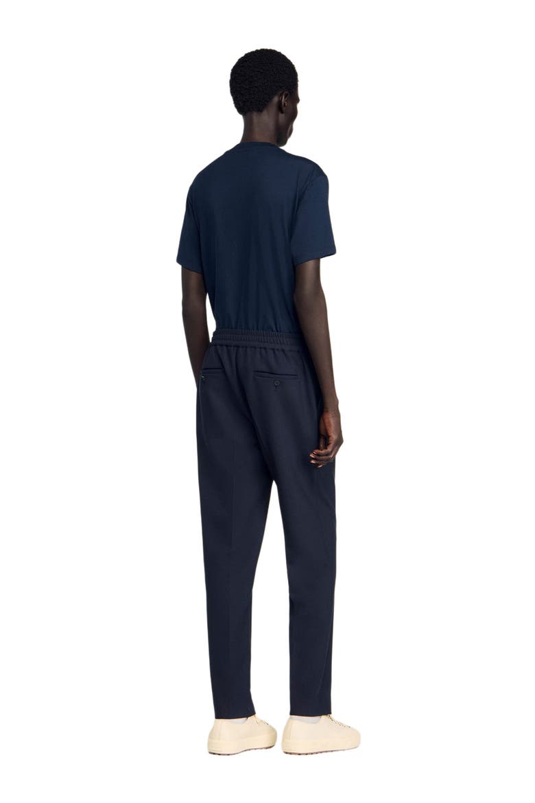 Elasticated straight-leg trousers, Alternate, color, Navy blue