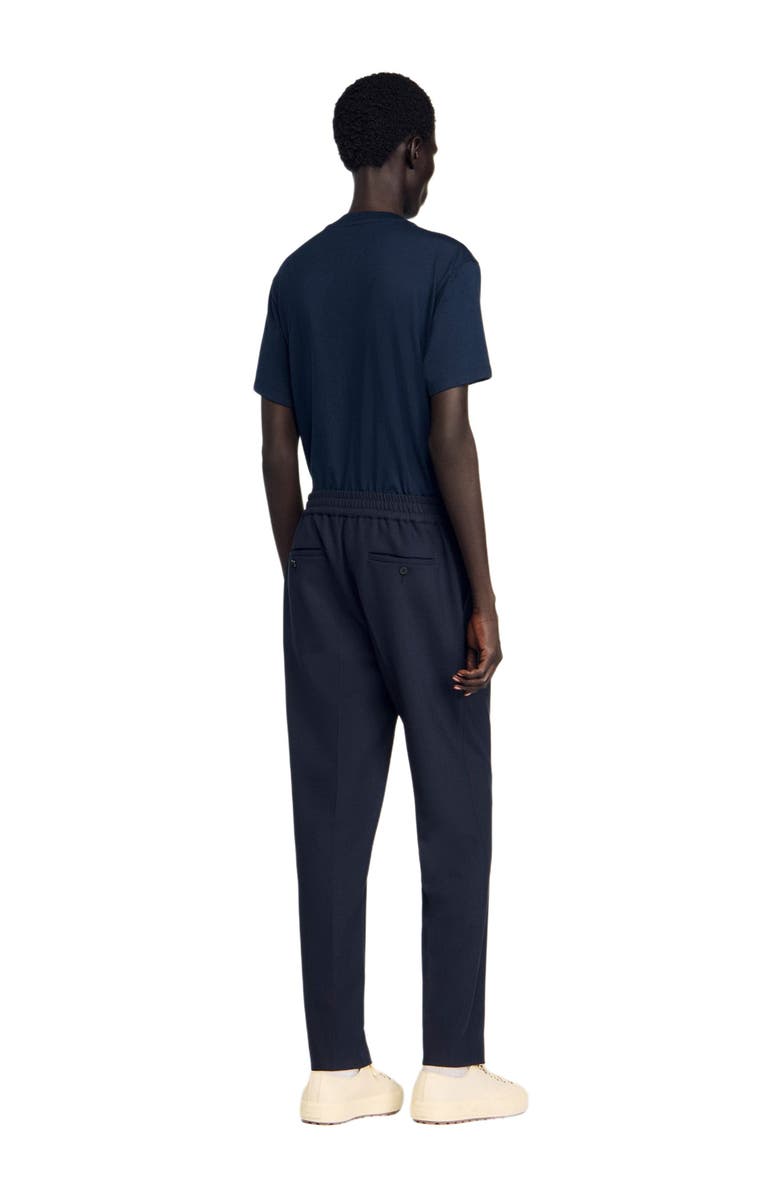 SANDRO Elasticated straight-leg trousers, Alternate, color, Navy Blue