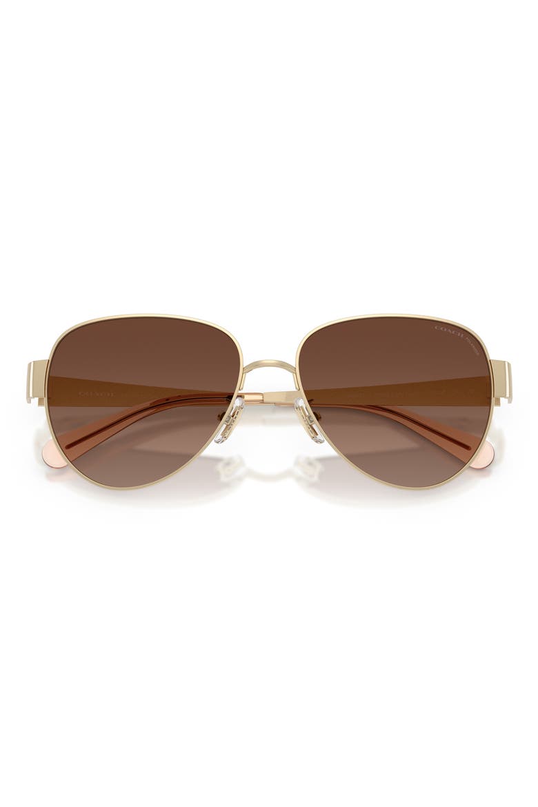 57mm Polarized Pilot Sunglasses, Alternate, color, GOLD / BROWN GRADIENT POLAR