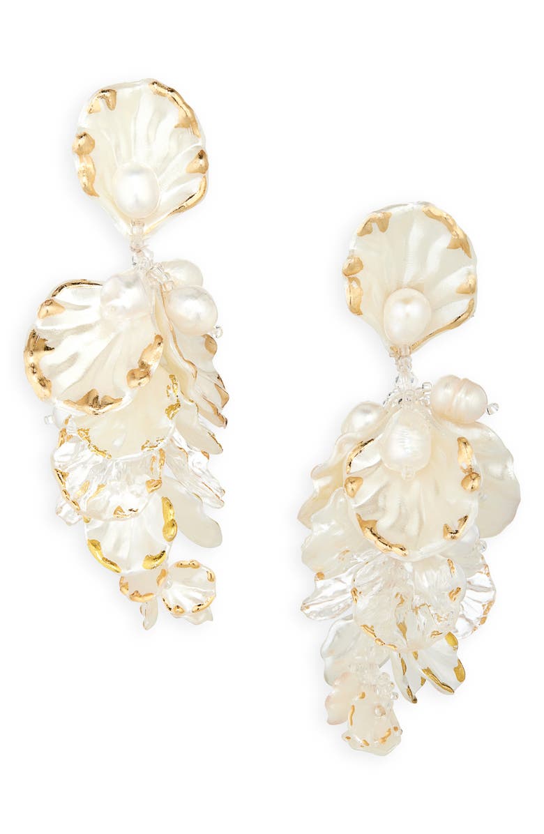 Oscar de la Renta Mixed Petals Drop Earrings, Main, color,