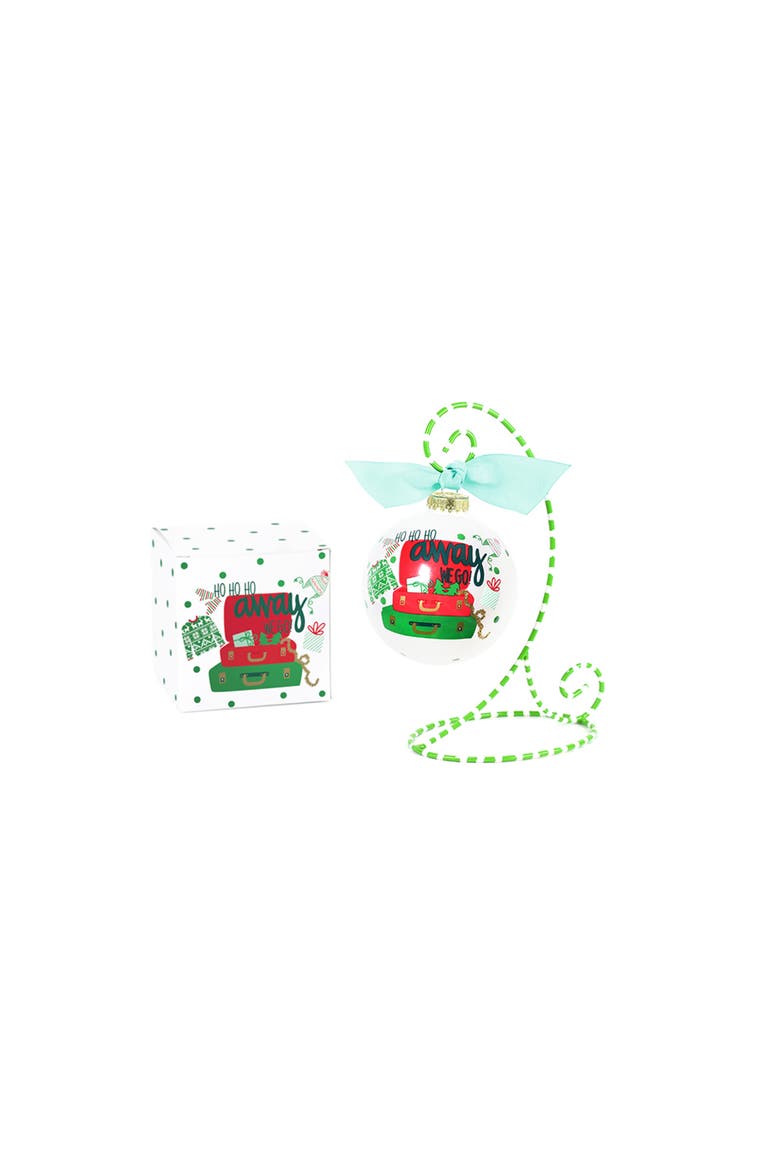 Away We Go Glass Ornament with Stand, Main, color, White