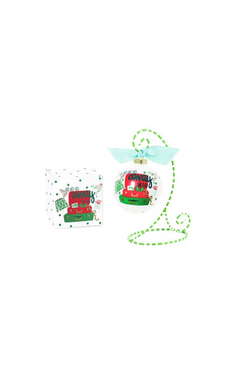 Away We Go Glass Ornament with Stand