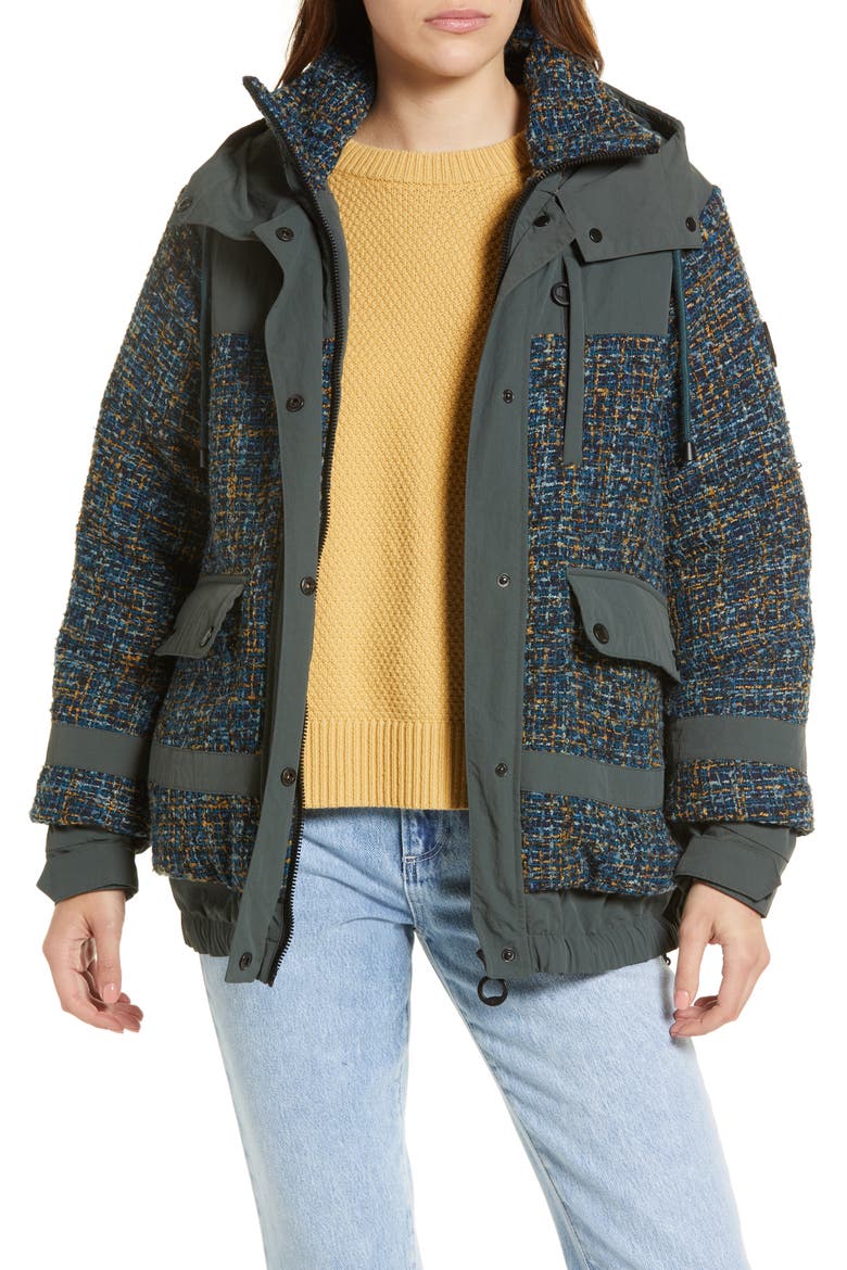 Safara Mixed Media Jacket, Main, color, WAVELITE