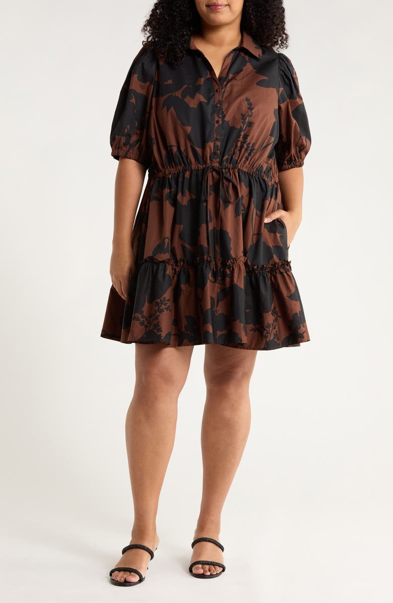 SUGARLIPS Somerton Floral Stacie Shirtdress, Main, color, Chocolate