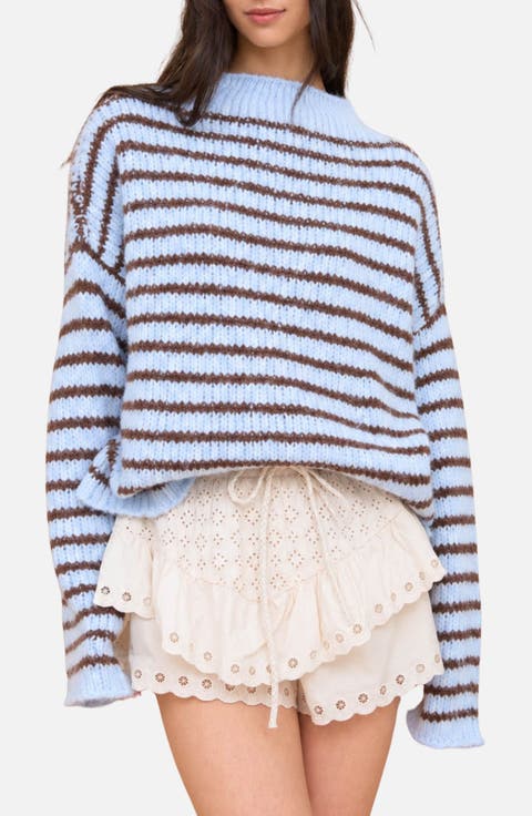 Stripe Mock Neck Sweater