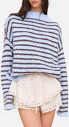 Blu Pepper Stripe Mock Neck Sweater