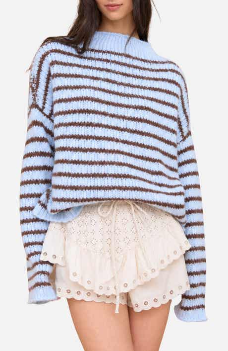 Stripe Mock Neck Sweater