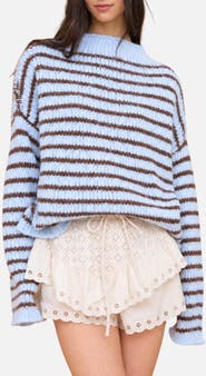 Blu Pepper Stripe Mock Neck Sweater