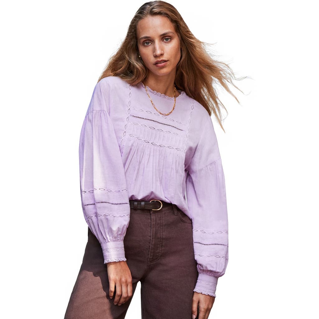 Ro&zo Womens Lilac Lace-insert Long-sleeve Cotton Blouse In Multi