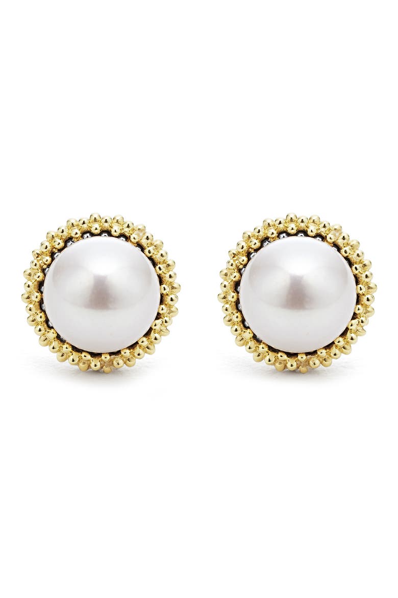 Luna Pearl Lux Stud Earrings, Alternate, color, SILVER