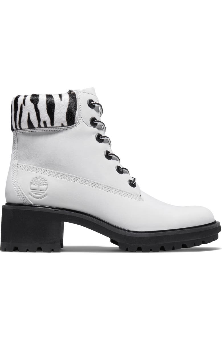 Timberland Kinsley Waterproof Combat Boot with Genuine Calf Hair Trim, Alternate, color,