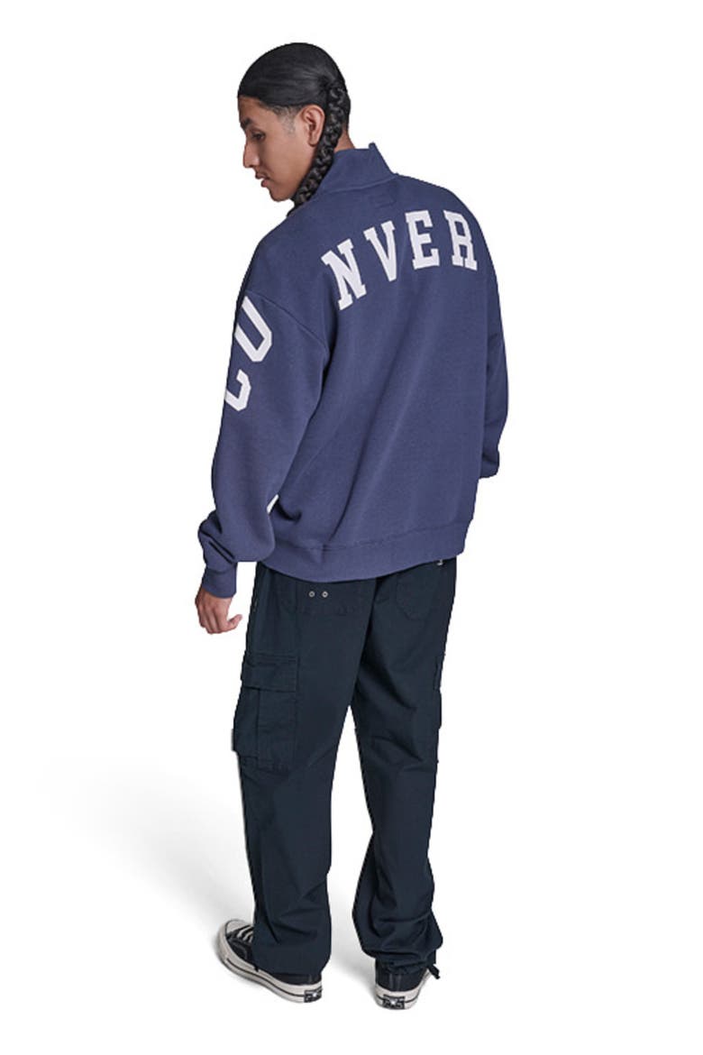 Retro Stripe Relaxed Quarter-Zip Sweatshirt, Alternate, color, CONVERSE BLUE MULTI