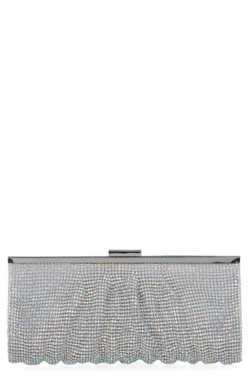 Jessica Mcclintock Simona Rhinestone Mesh Clutch In Irridescent Silver