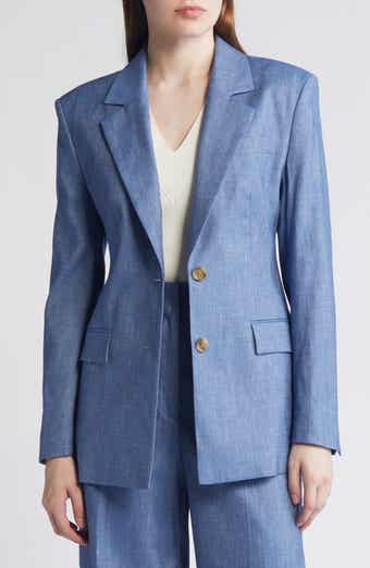 BOSS Jerela Linen Blend Chambray Blazer