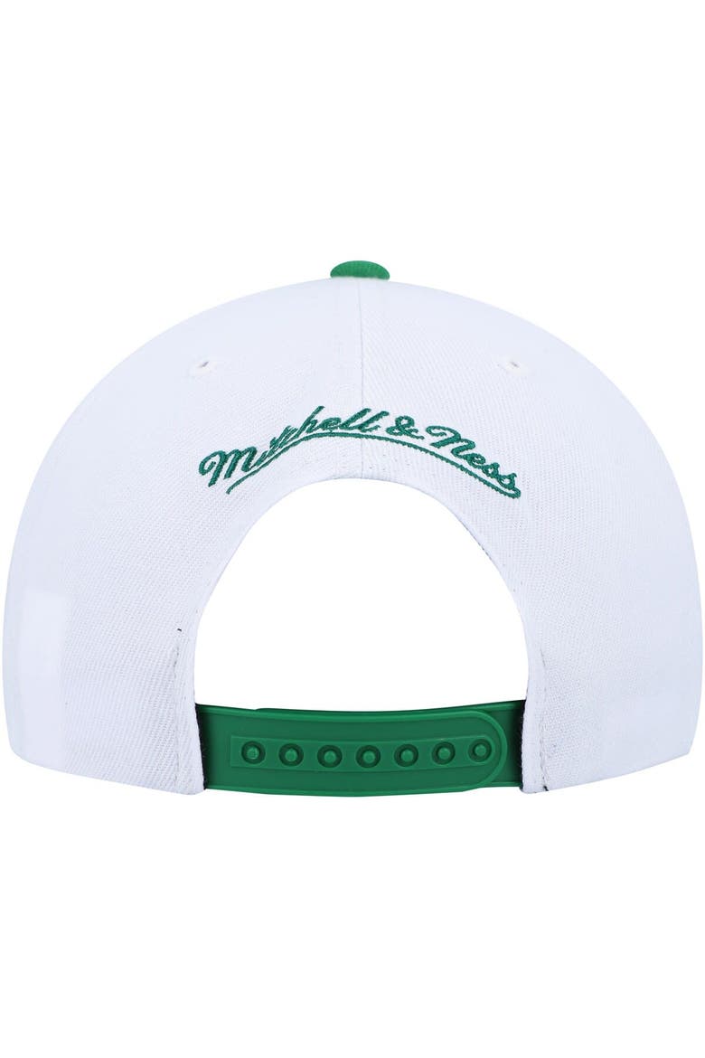Men's Mitchell & Ness White/Green Boston Celtics Side Core 2.0 Snapback Hat, Alternate, color, White