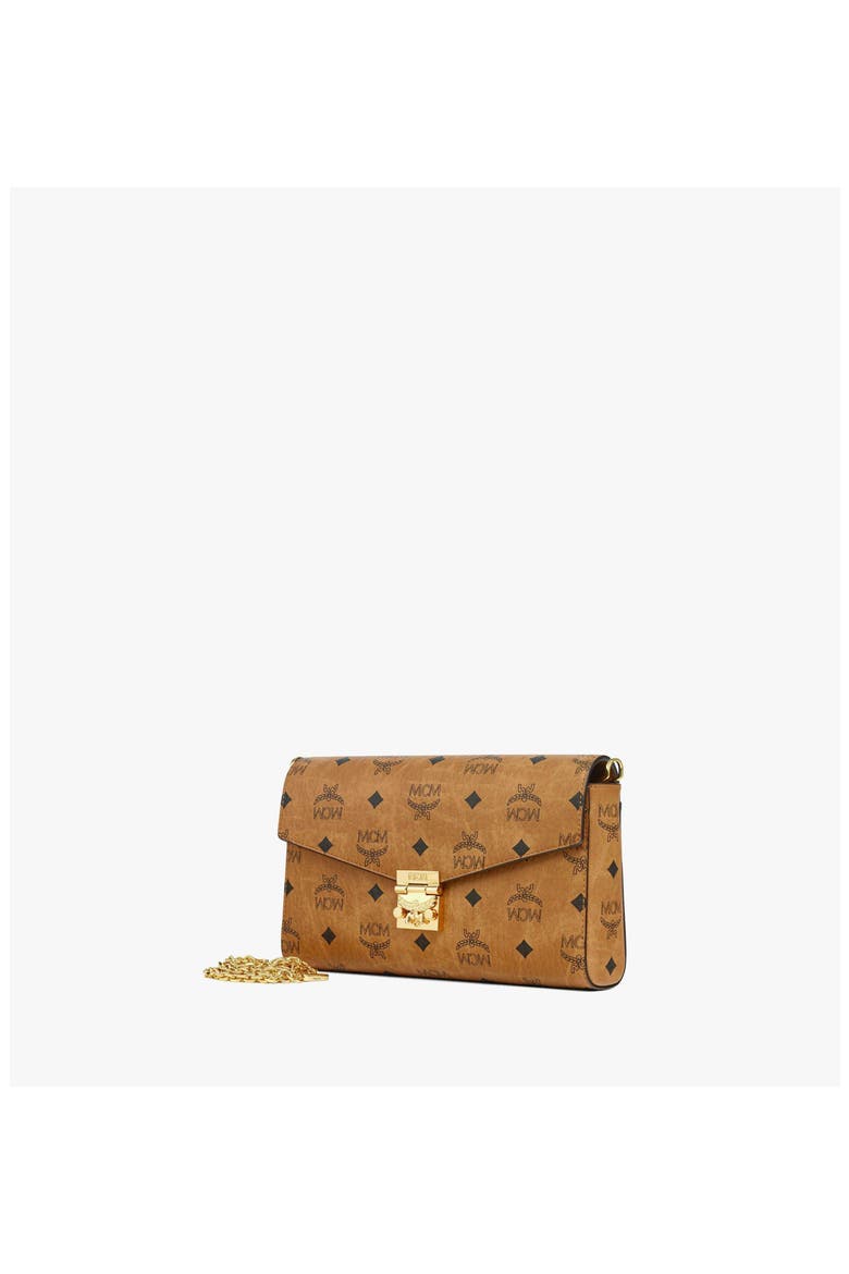 Tracy Chain Wallet in Visetos, Alternate, color, Cognac