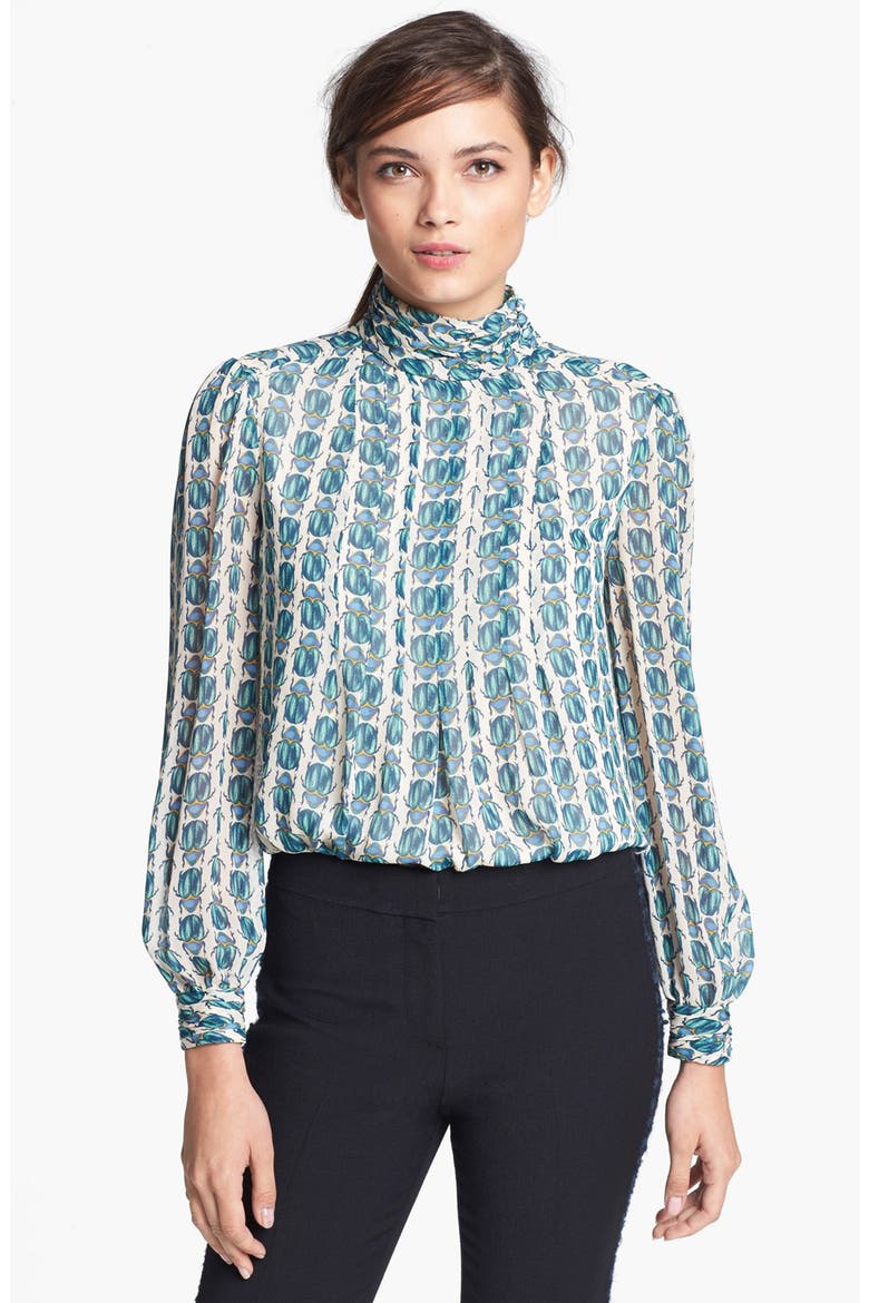 'Jasmine' Silk Top, Main, color, VANILLA CREAM SCARAB
