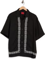 HUGO Espino Embroidered Short Sleeve Button-Up Shirt