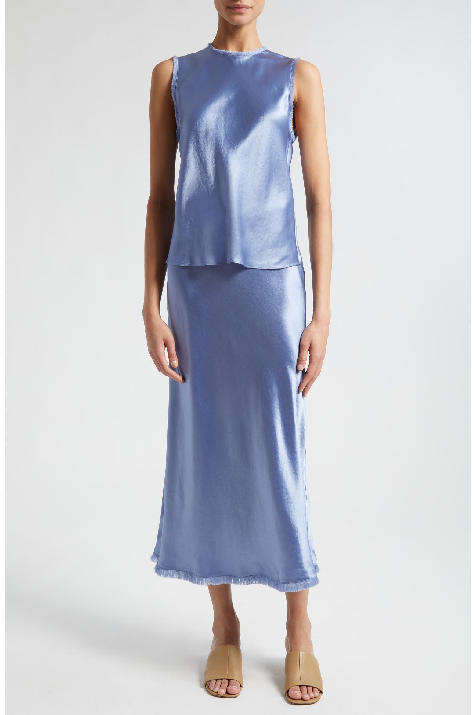 Freayed Vince Frayed Edge Sleeveless Satin Shell (Women) | Nordstromrack