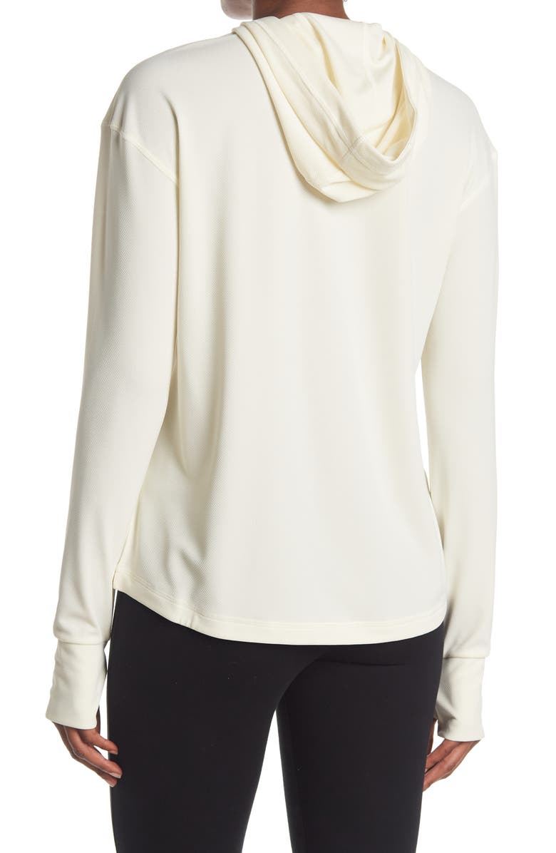 adidas Logo Print Hooded Long Sleeve Thumbhole T-Shirt, Alternate, color,