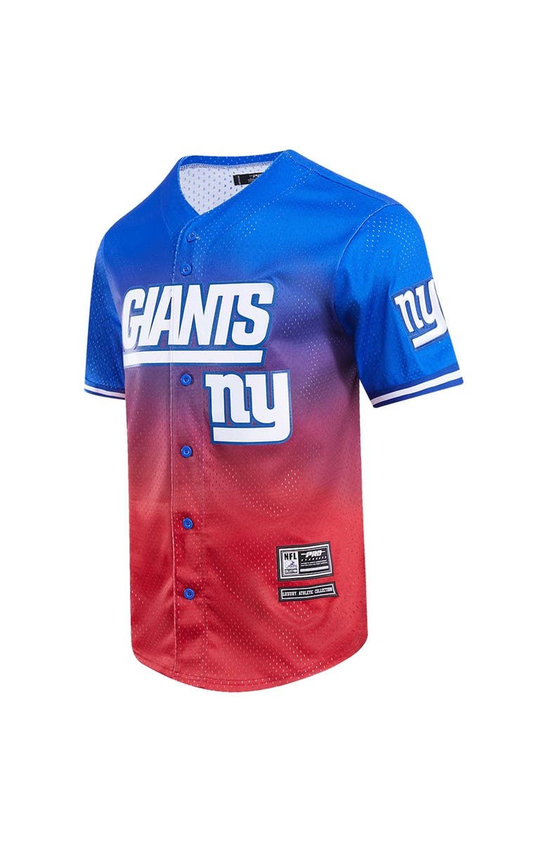 PRO STANDARD Men's Pro Standard Royal/Red New York Giants Ombre Mesh Button-Up Shirt, Alternate, color, 