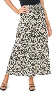 Vince Camuto Abstract Ikat Print Cotton Crop Wide Leg Pants