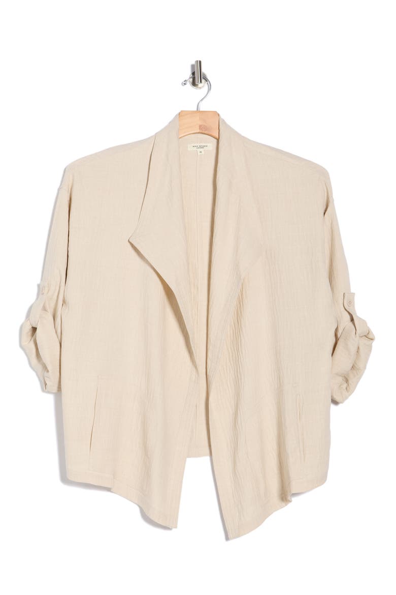 Textured Open Front Jacket, Alternate, color, HEATHER OATMEAL