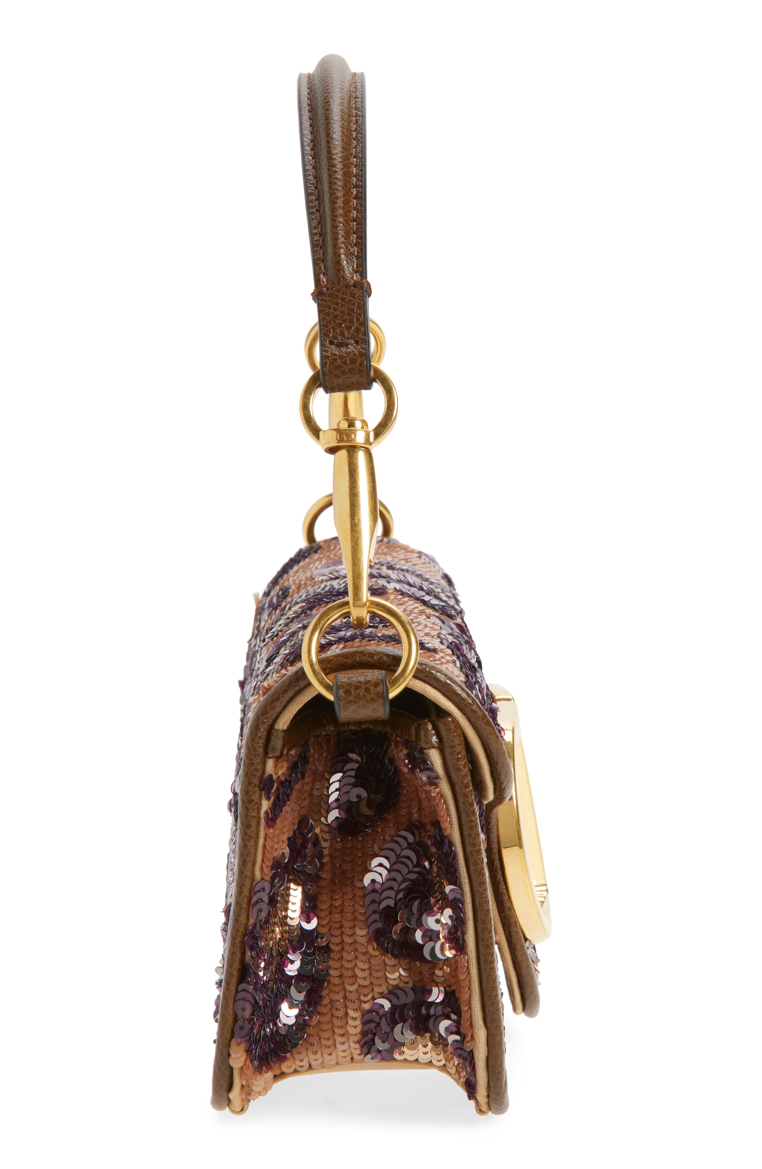 Valentino Garavani Small Loco Sequin Silk Shoulder Bag, Alternate, color, Blue Multi