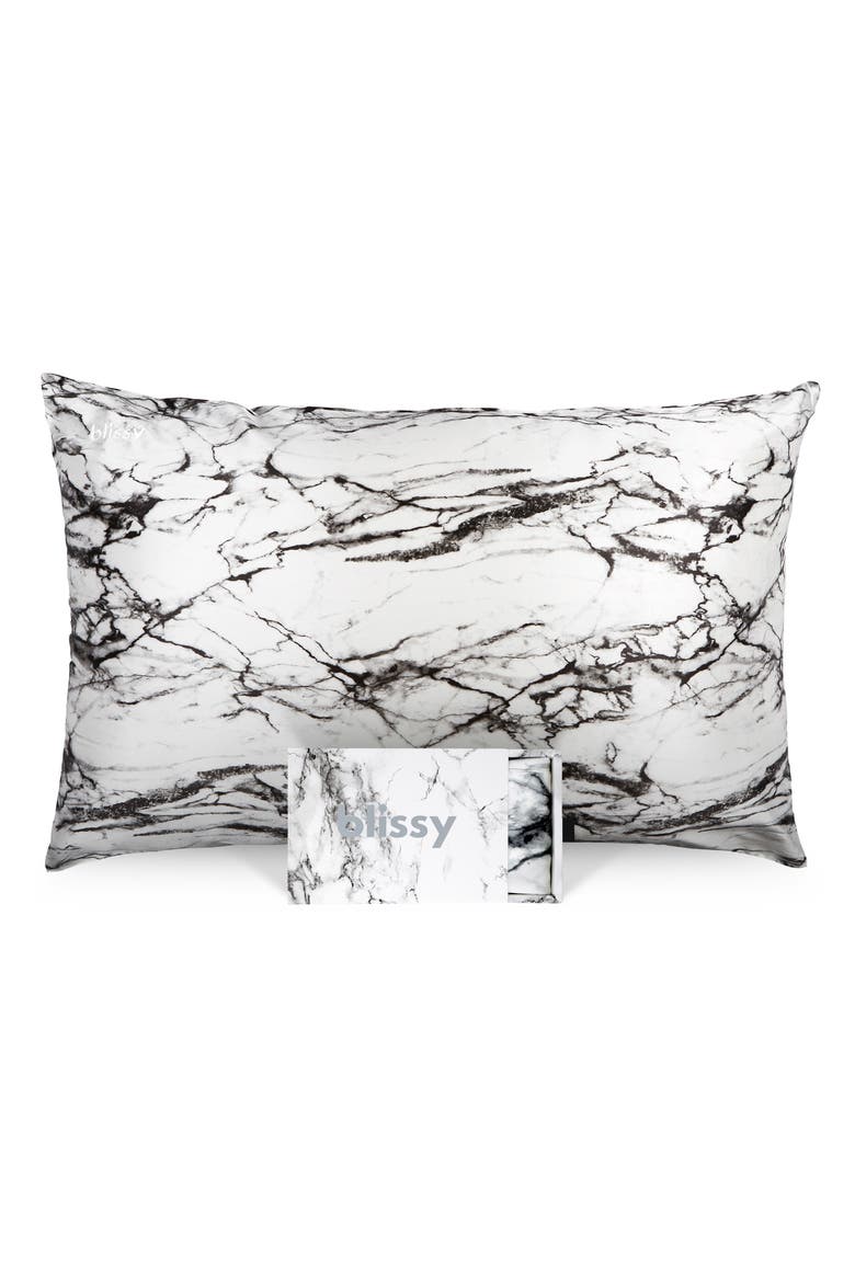 Mulberry Silk Pillowcase, Main, color, LIGHT MARBLE