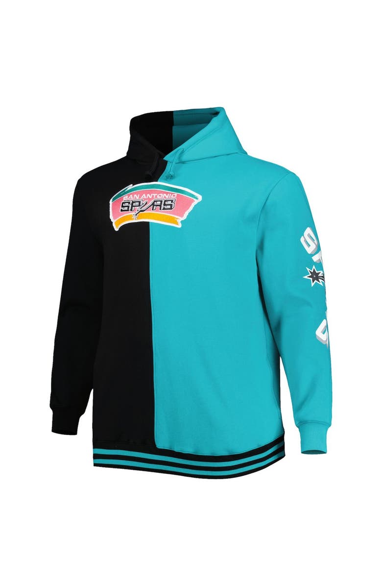 Mitchell & Ness Men's Mitchell & Ness Black/Teal San Antonio Spurs Big & Tall Hardwood Classics Split Pullover Hoodie, Alternate, color, Black