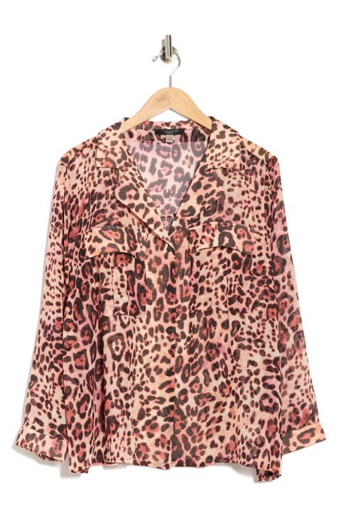 Long Sleeve Crop Utility Button-Up Shirt (Plus)