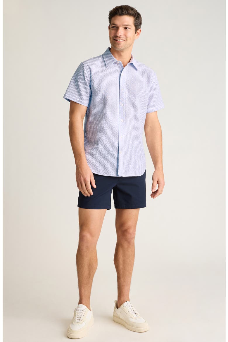 Riviera Slim Fit Short Sleeve Seersucker Button-Up Shirt, Alternate, color, MORGAN SEER SUCKER STRIPE