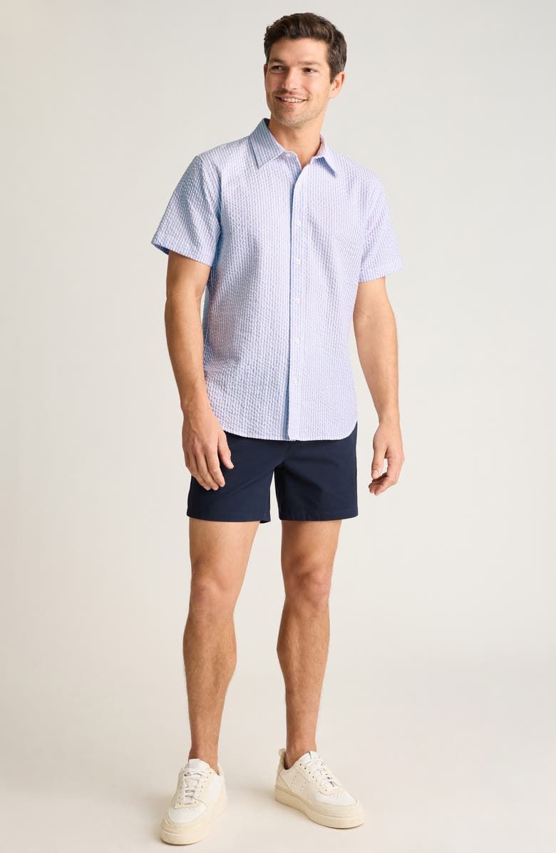 Bonobos Riviera Slim Fit Short Sleeve Seersucker Button-Up Shirt, Alternate, color, Morgan Seer Sucker Stripe