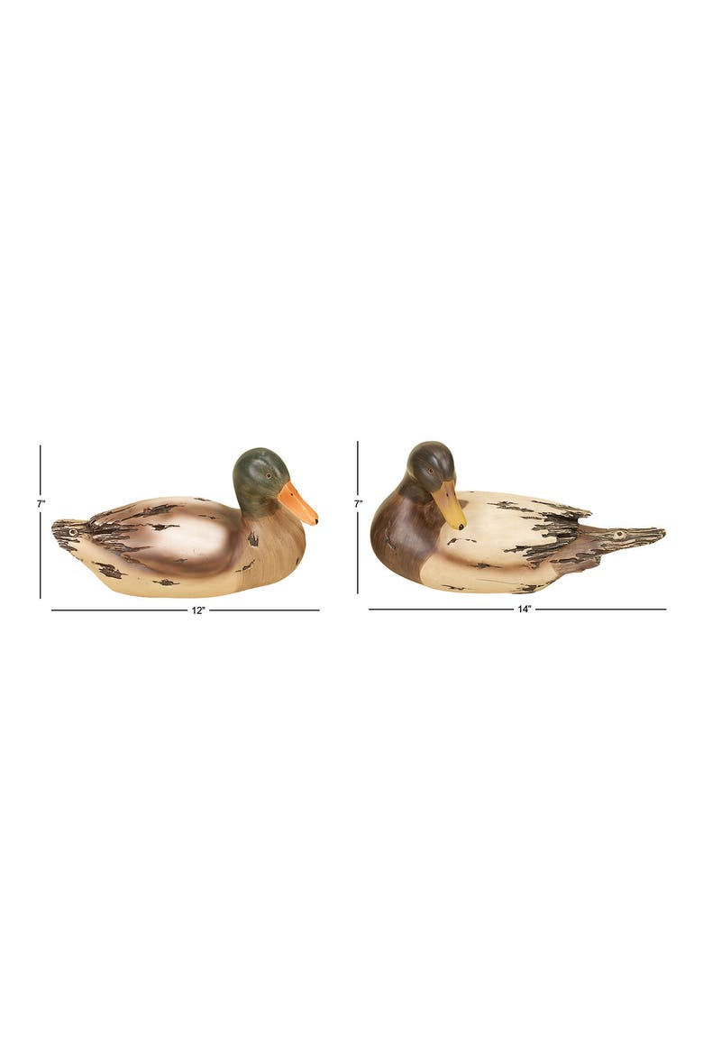Beige Polystone Rustic Duck Sculpture - Set of 2, Alternate, color, BEIGE