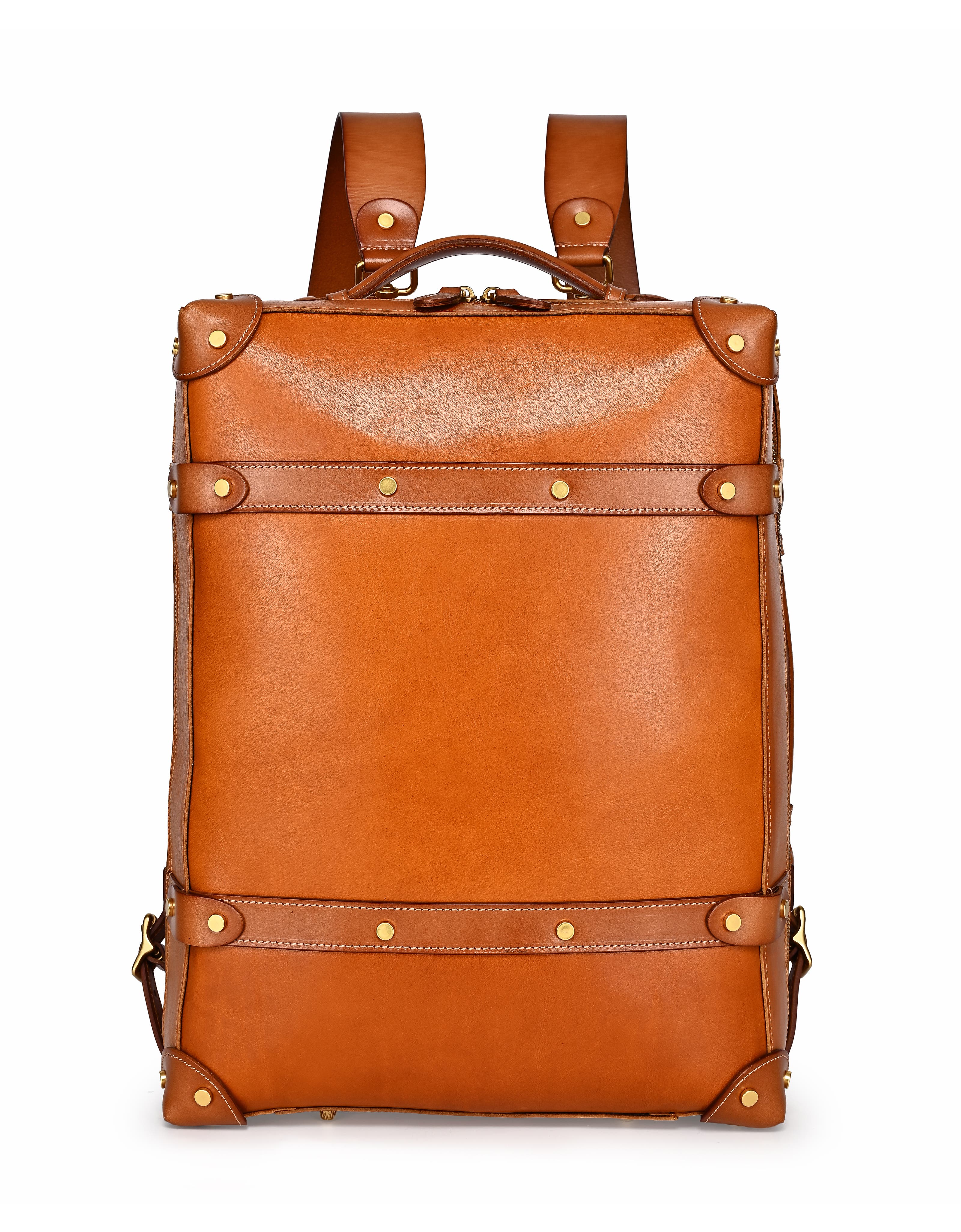 OLD TREND Speedwell Small Leather Trunk Backpack, Main, color, Caramel