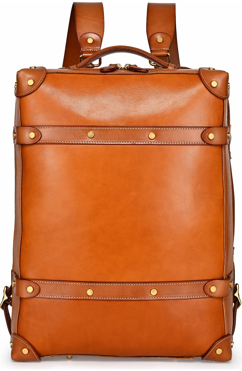OLD TREND Speedwell Small Leather Trunk Backpack, Main, color, Caramel