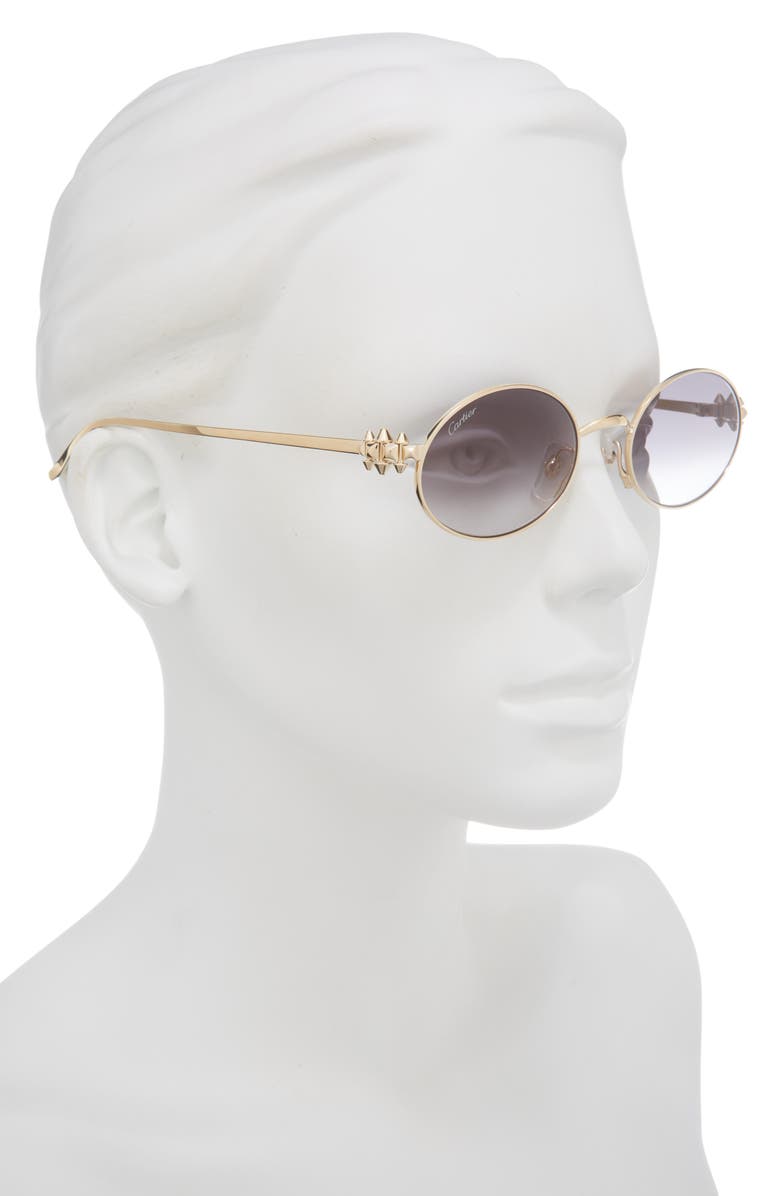 Cartier 52mm Oval Gradient Sunglasses, Alternate, color, Gold/ Grey Lens