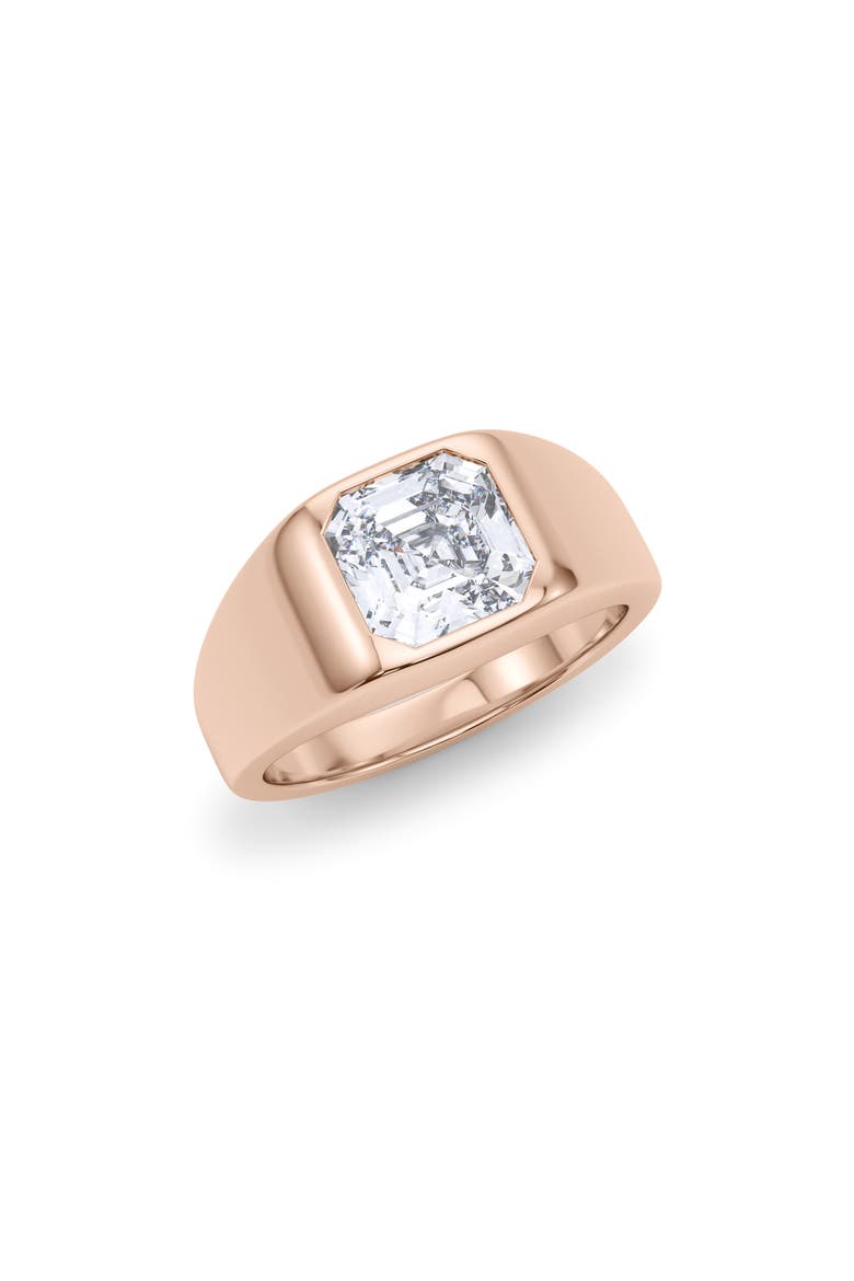 Men's Asscher Cut Lab Created Diamond Signet Ring, Main, color, 18K ROSE GOLD